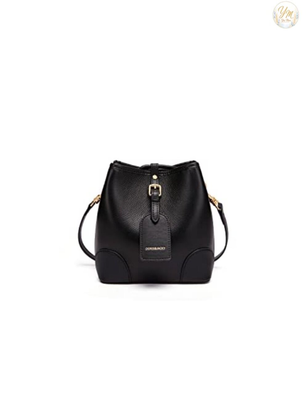 Genuine Leather Small Bucket Crossbody Shoulder Bag with Drawstring Closure,